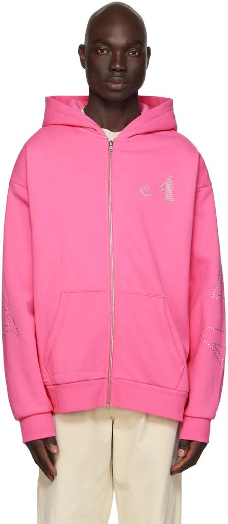 Awake NY Pink Rhinestone Serif Hoodie 1