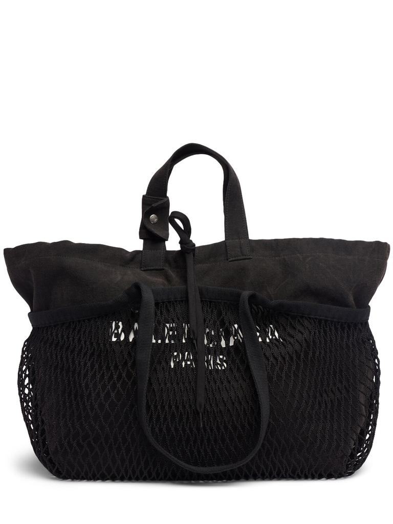 BALENCIAGA Medium 24/7 Canvas & Fishnet Tote Bags