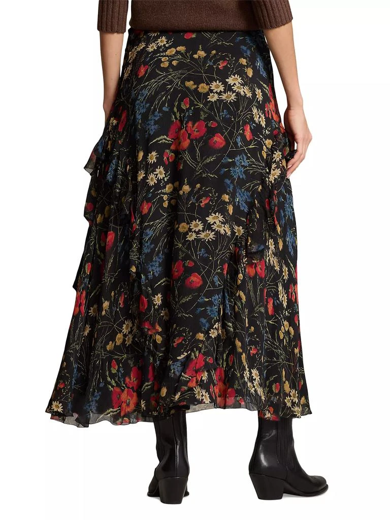 Ralph Lauren Floral Ruffle-Trim Georgette Wrap Skirt 4