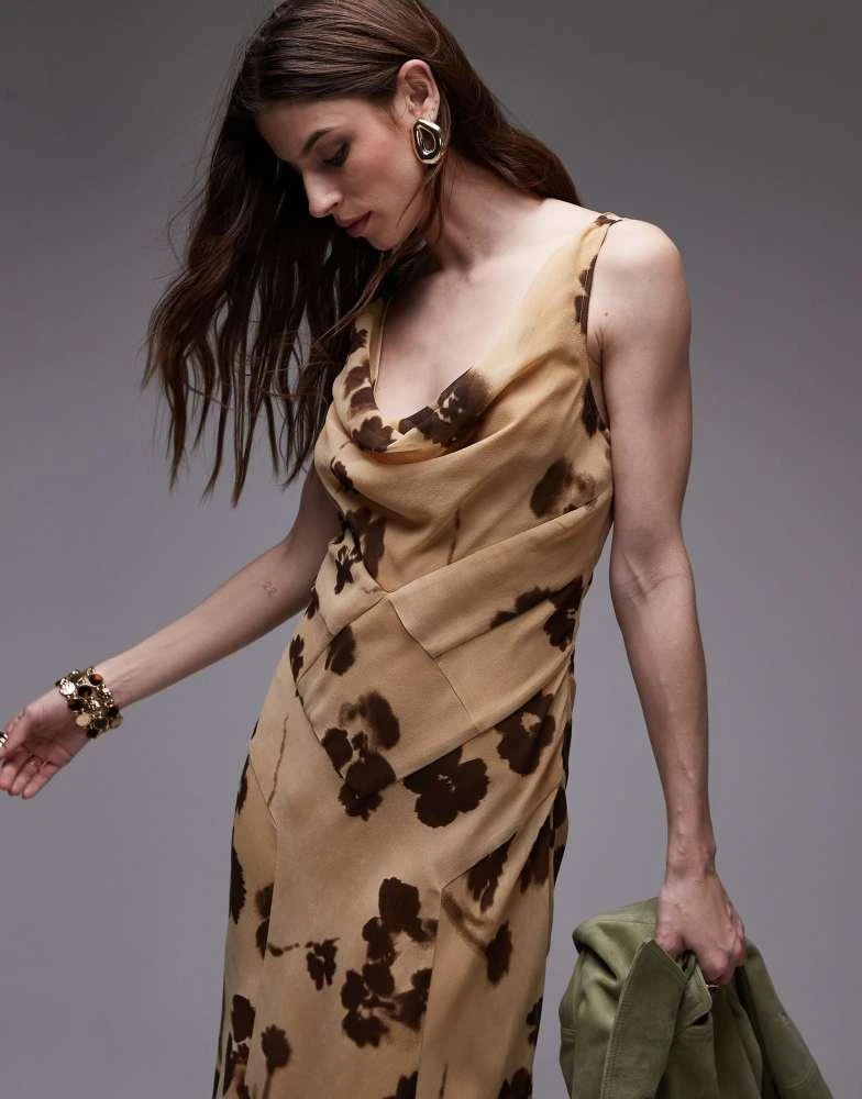 Topshop Topshop double layered cowl neck maxi dress in buttermilk