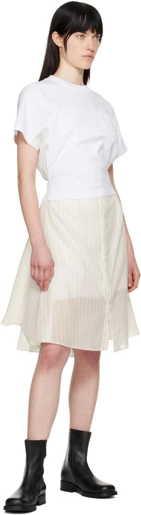 Sacai Off-White Spun Organza & Cotton Jersey Midi Dress 4