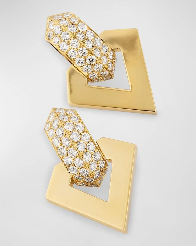 Dries Criel 18k Yellow Gold Diamond Brute Pendant Earrings 3