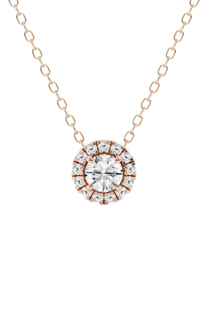 Badgley Mischka 14K Gold Round Cut Lab-Created Diamond Halo Pendant Necklace - 0.33ct 1