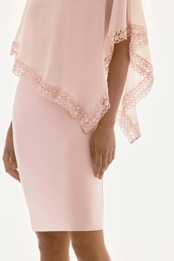 Joseph Ribkoff Lace Trim Chiffon Overlay Sheath Dress 251773 Quartz / 8 (UK 10)