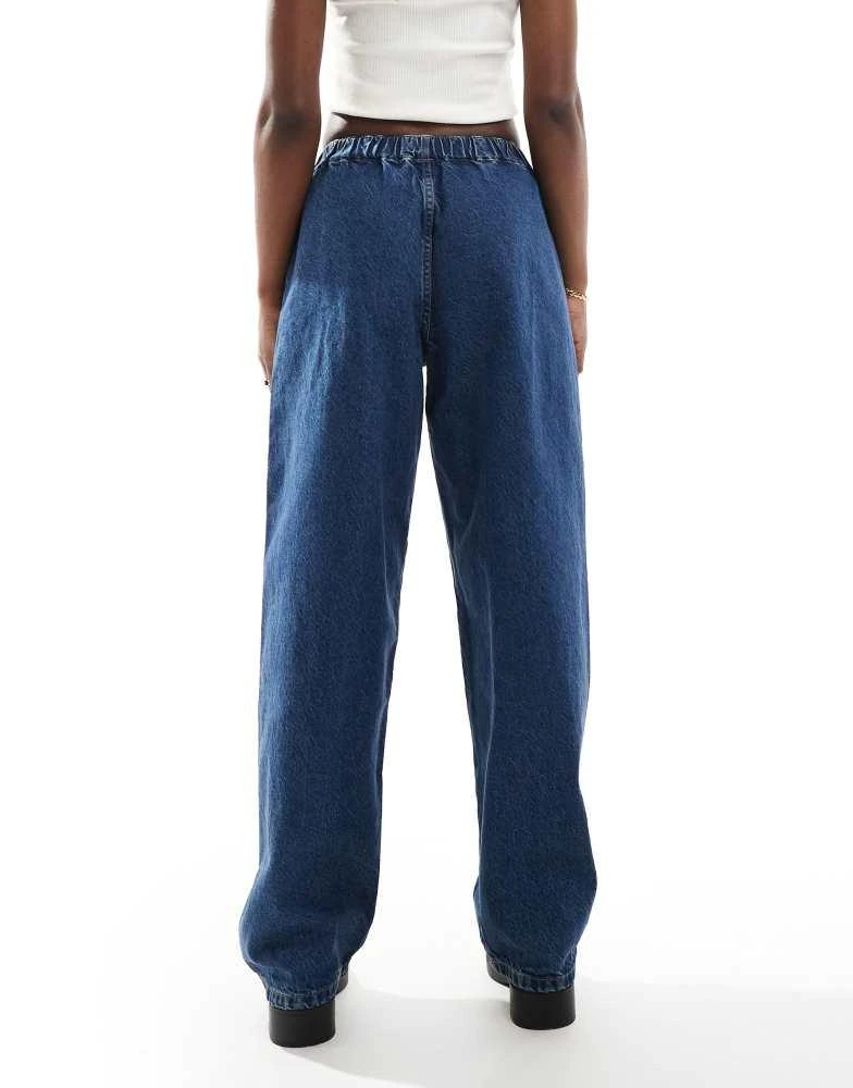 ASOS ASOS DESIGN pull on barrel leg jeans in clean mid blue 3