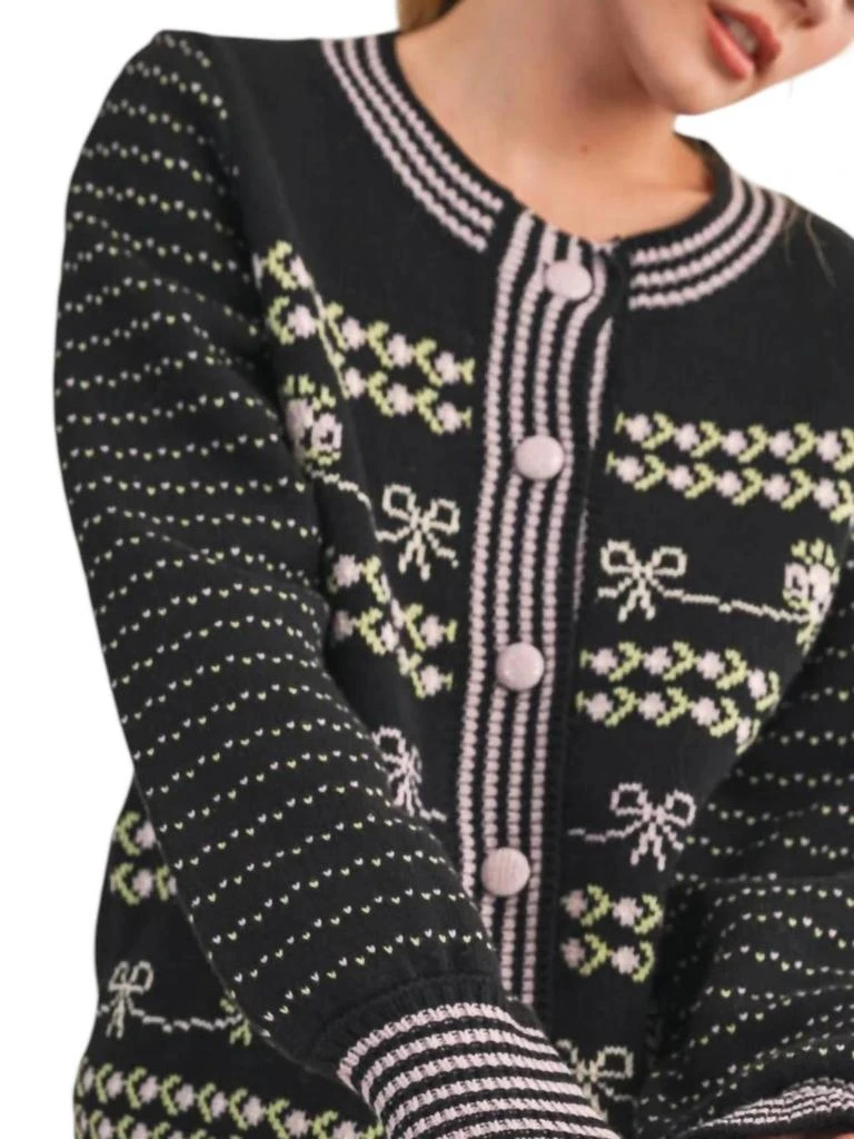 &merci &Merci - Floral Ruffle Sleeve Sweater Cardigan 2