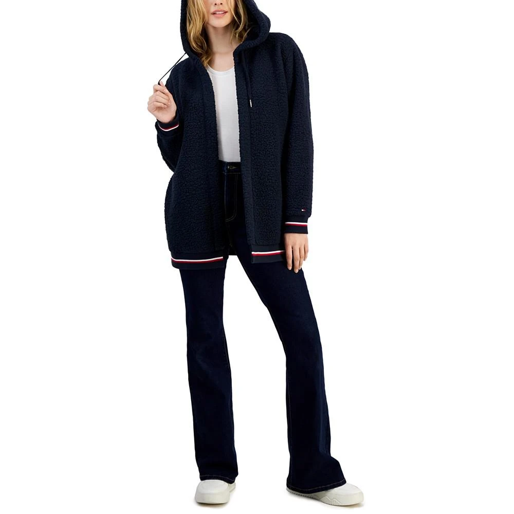 Tommy Hilfiger Women's Open-Front Hooded Sherpa Fleece Jacket 3