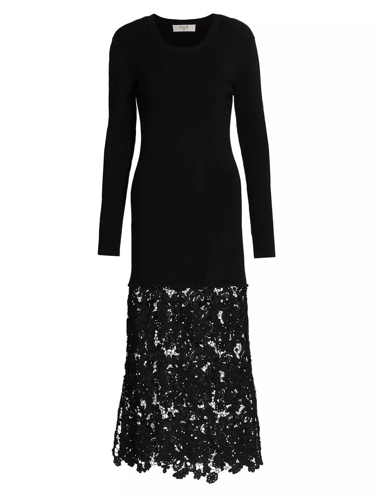 Sea Sabine Embroidered Wool-Cotton Midi-Dress 1