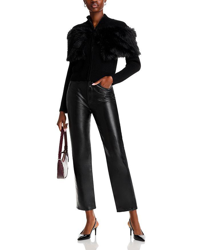 Adrienne Landau Faux Fur Mock Neck Jacket