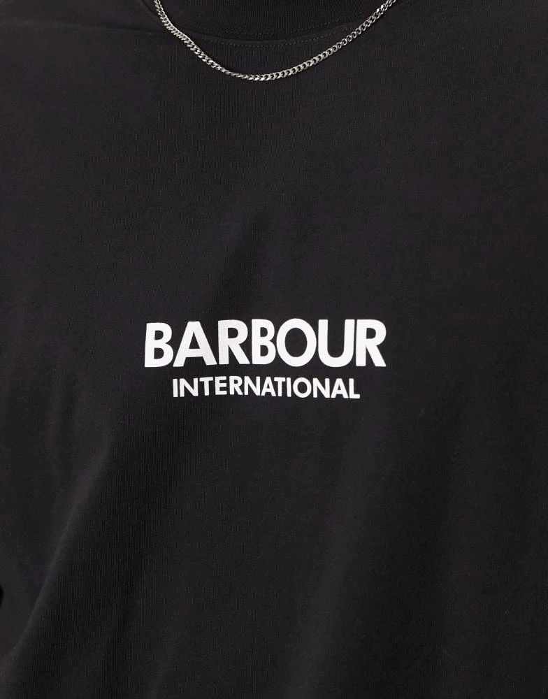 Barbour Barbour International long sleeve mapped print os t-shirt in black 4
