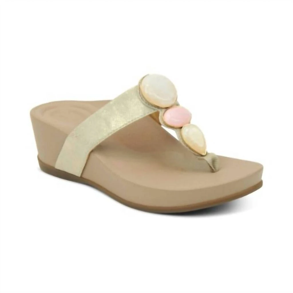 Aetrex Women's Elyse Wedge In Gold 1