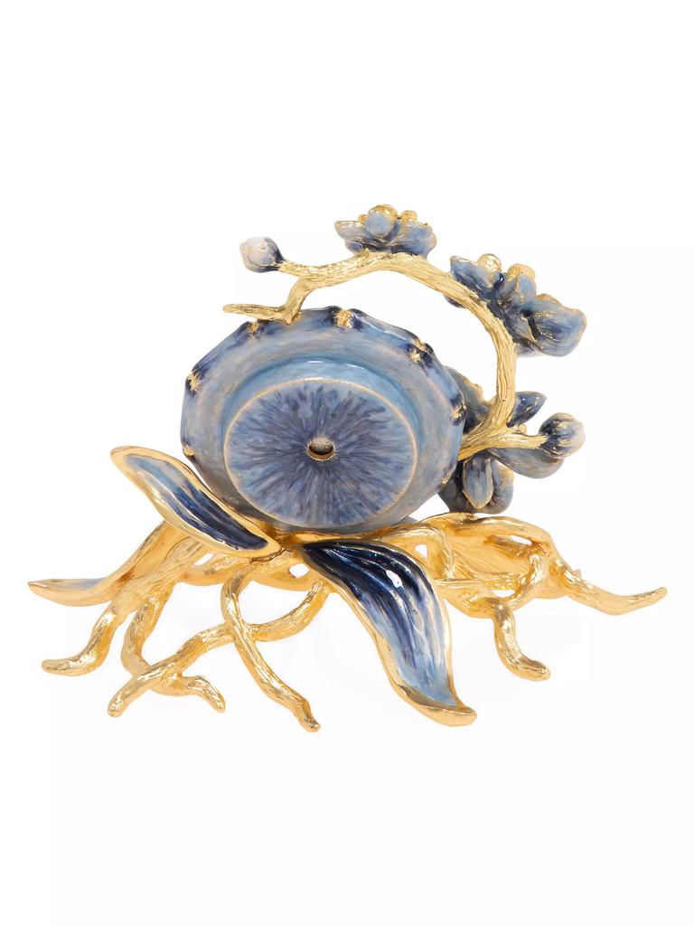 Jay Strongwater Orchid Delft Garden Clock