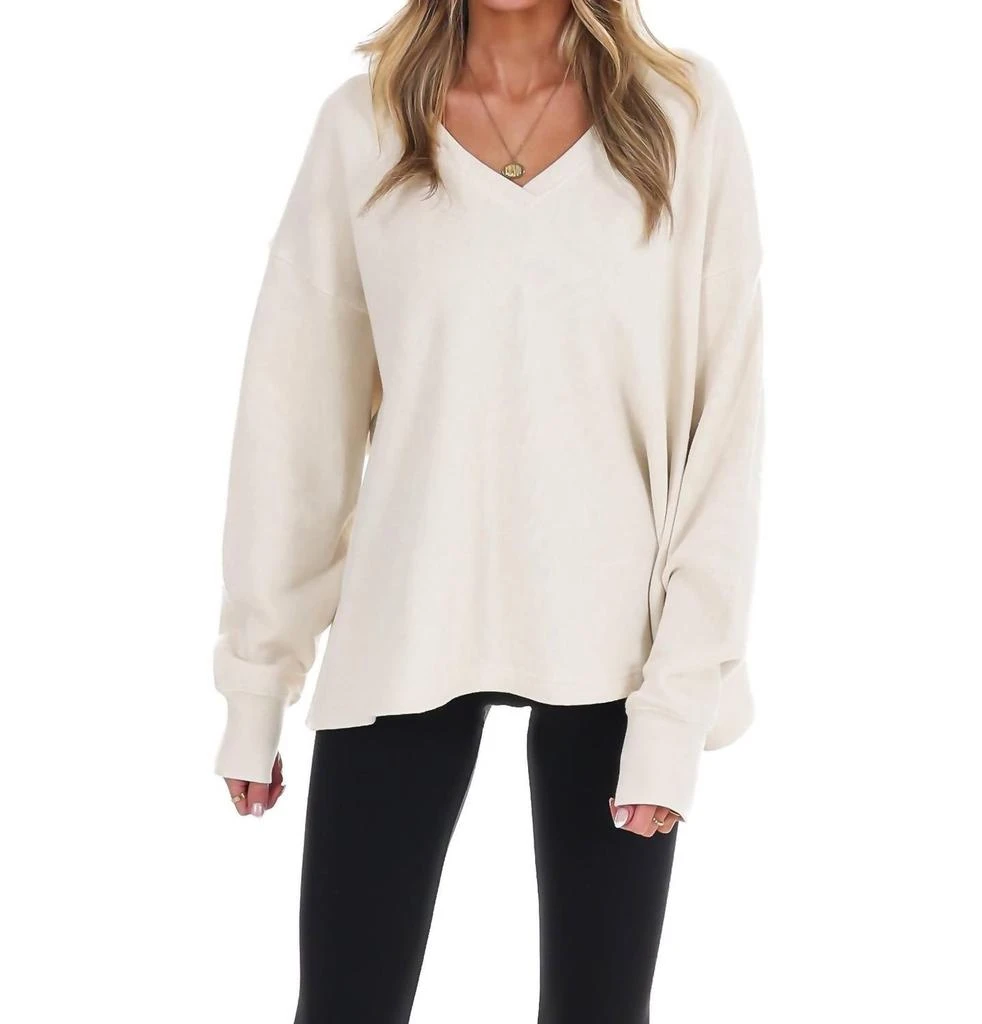 HYFVE Urban Fade Oversized V-Neck Sweatshirt In Alpaca