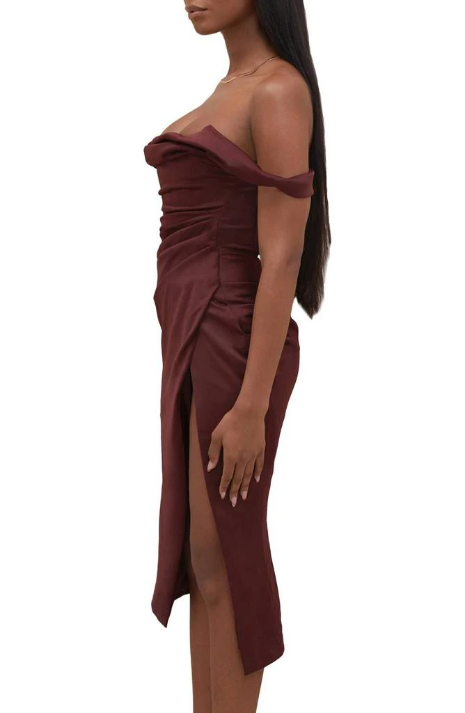 white christmas dresses Crocus Off-Shoulder Corset Top Midi Dress in Black – NICE TO MATCH YOU main image 1