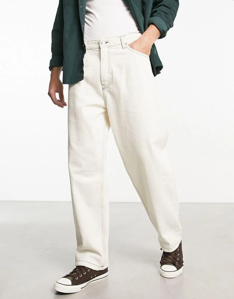 Bershka Bershka baggy  fit jeans in ecru 4