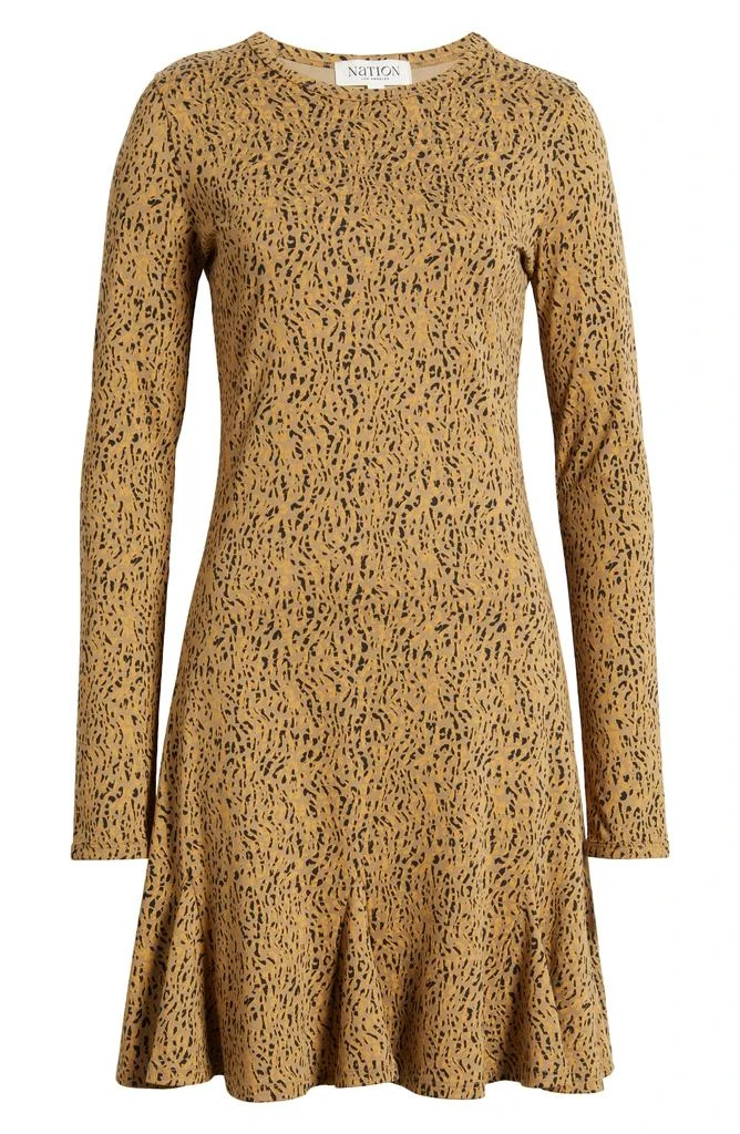 Nation LTD Lyla Abstract Animal Print Long Sleeve Cotton Blend Knit Dress 5