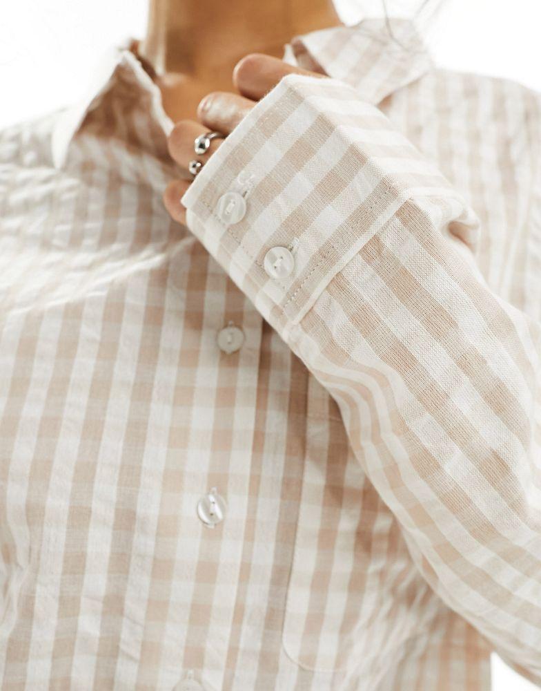 Luna Luna Mix&Match oversized pyjama shirt in beige gingham