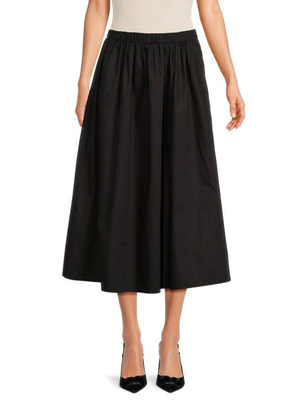 Renee C. Poplin Midi A Line Skirt 1