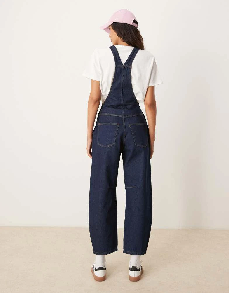 ASOS ASOS DESIGN barrel leg denim dungaree in indigo 2