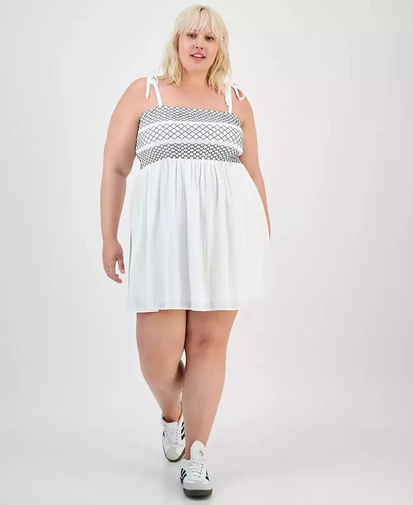 Almost Famous Trendy Plus Two-Tone Smocked-Bust Dress 1