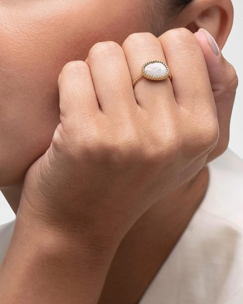 Al Zain Jewelry 18K Yellow Gold Nina Marinar Band Ring with MOP, Size 6 3