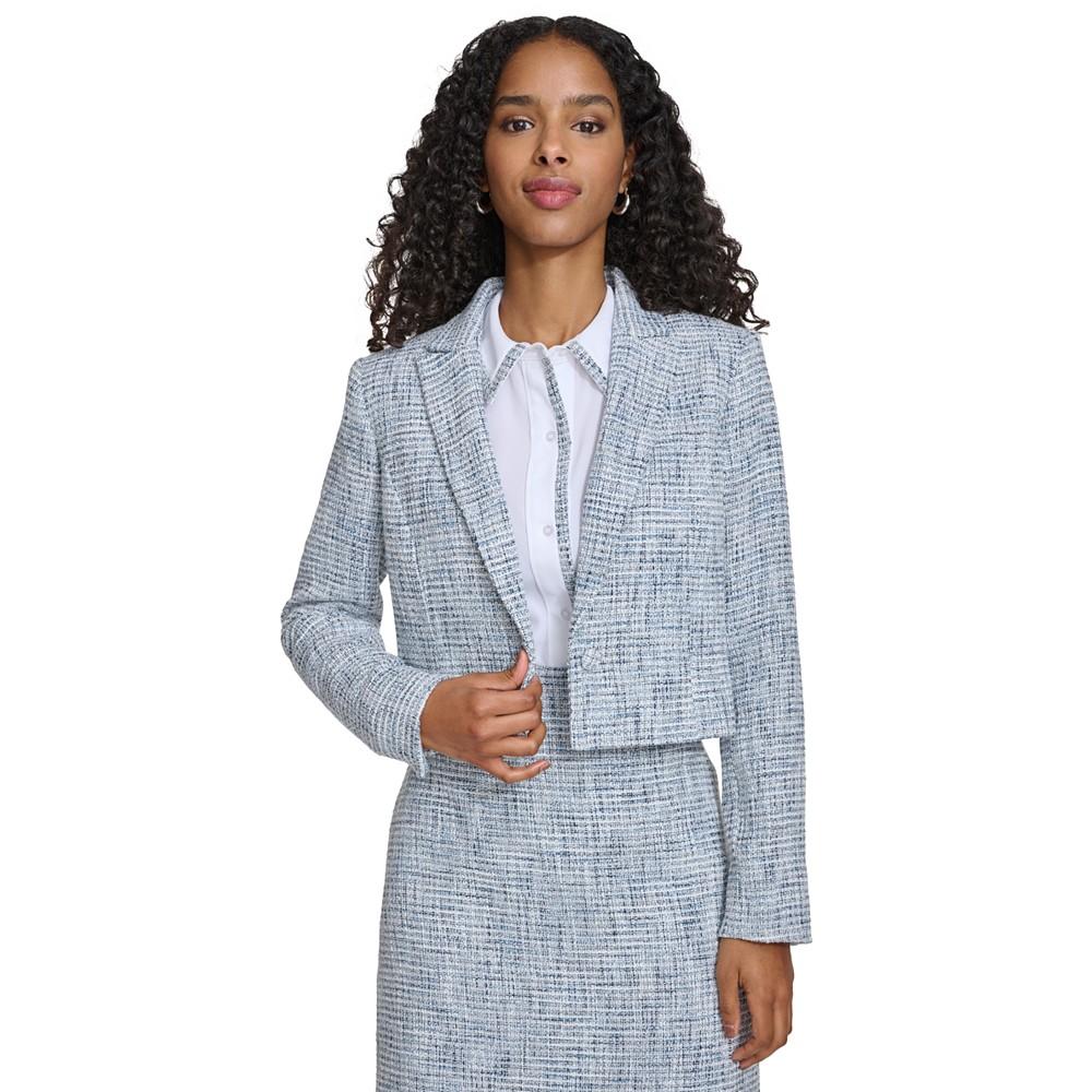 Calvin Klein Women's Peak-Lapel Single-Button Cropped Blazer