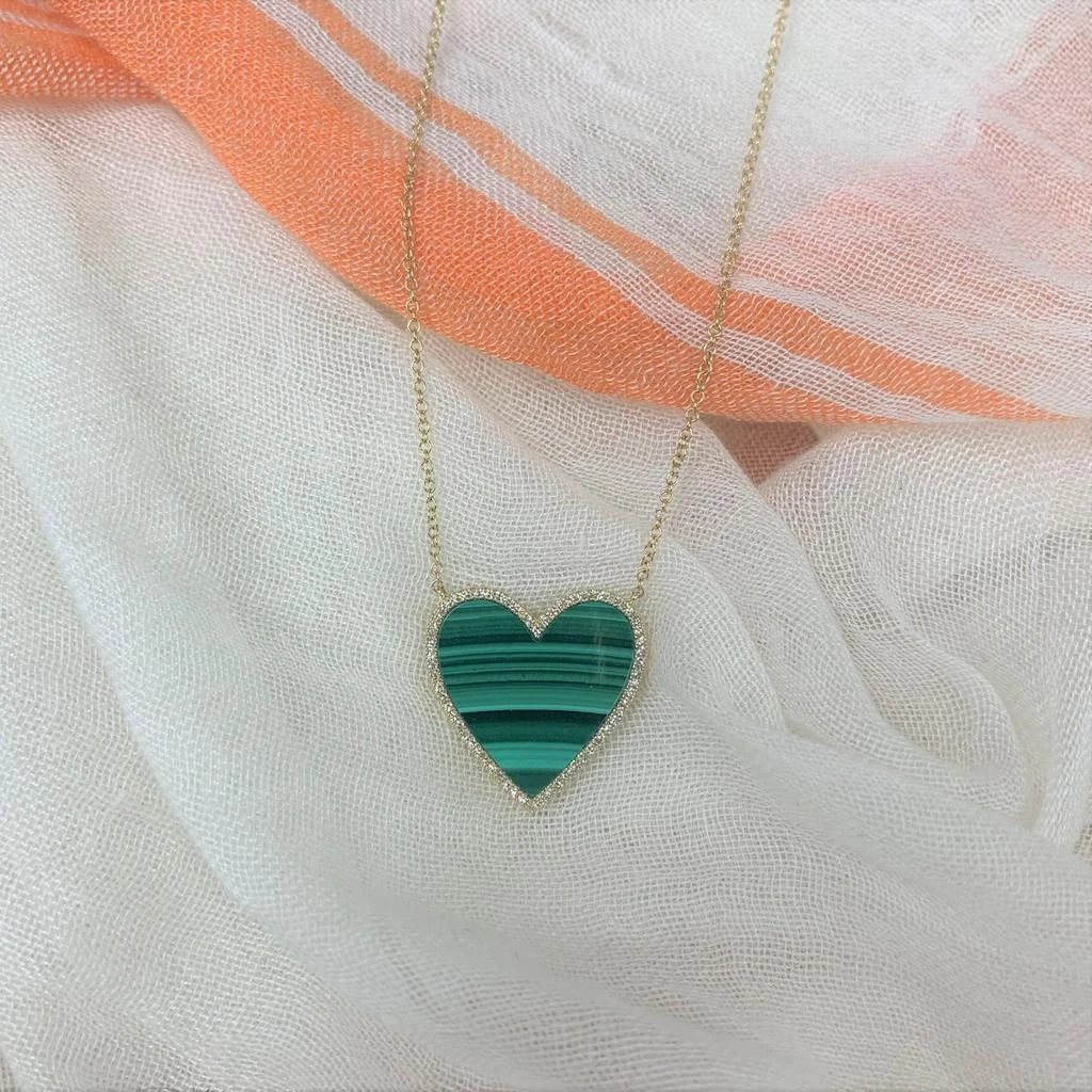 Sabrina Designs 14k Gold Diamond & Malachite Heart Necklace 5