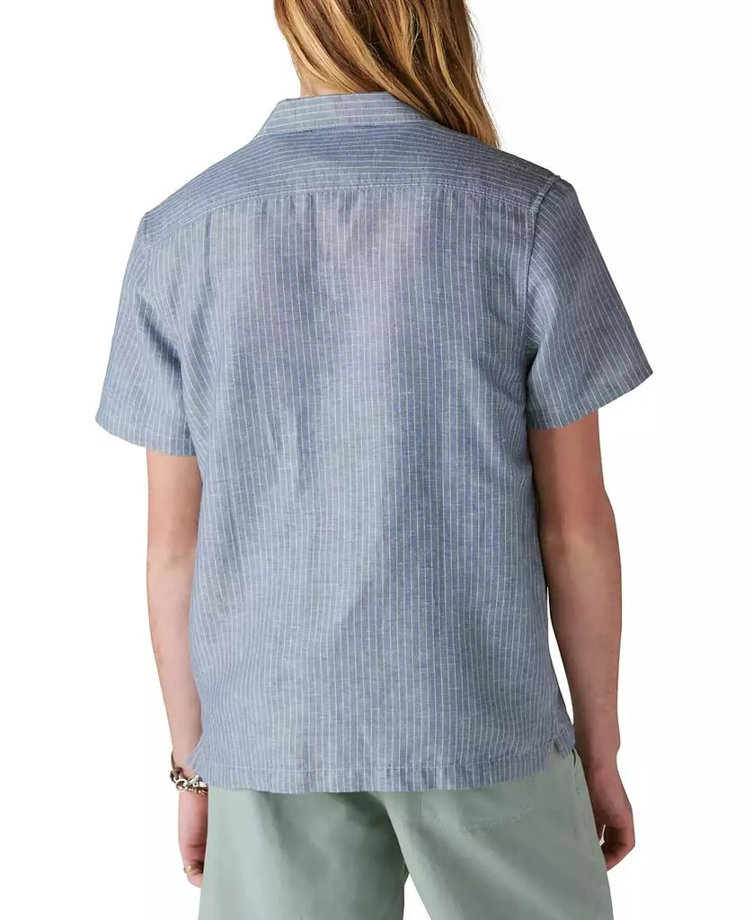 Lucky Brand Men's Stripe Linen Short Sleeve Camp Collar Shirt 2