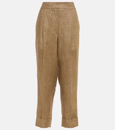 Brunello Cucinelli Mid-rise tapered linen pants 1