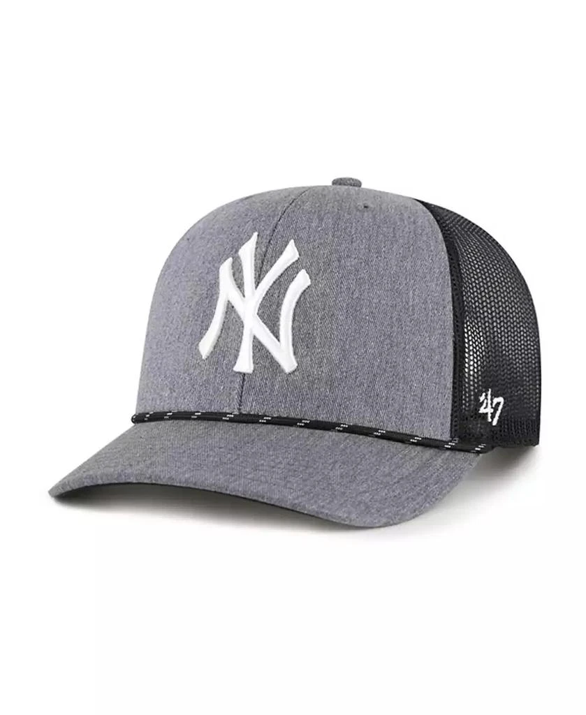 47 Brand Men's Charcoal New York Yankees Carbon Rope Trucker Adjustable Hat 1