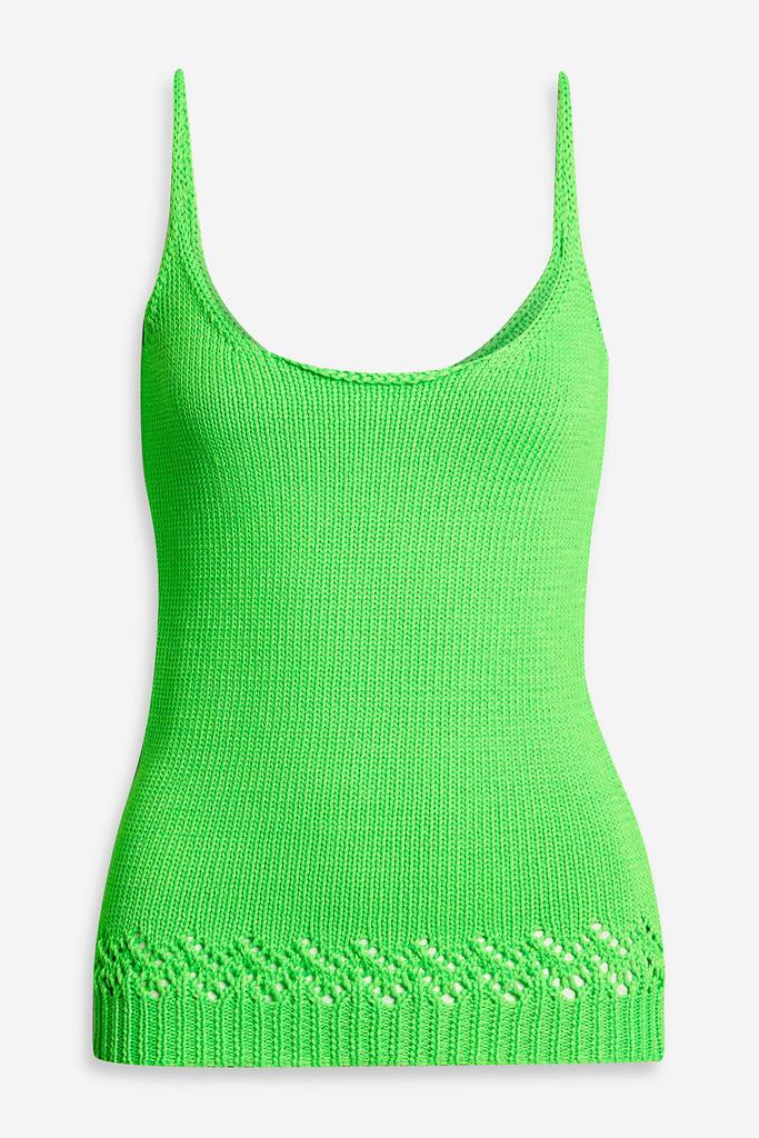 LES RÊVERIES Pointelle-trimmed neon ribbed-knit tank