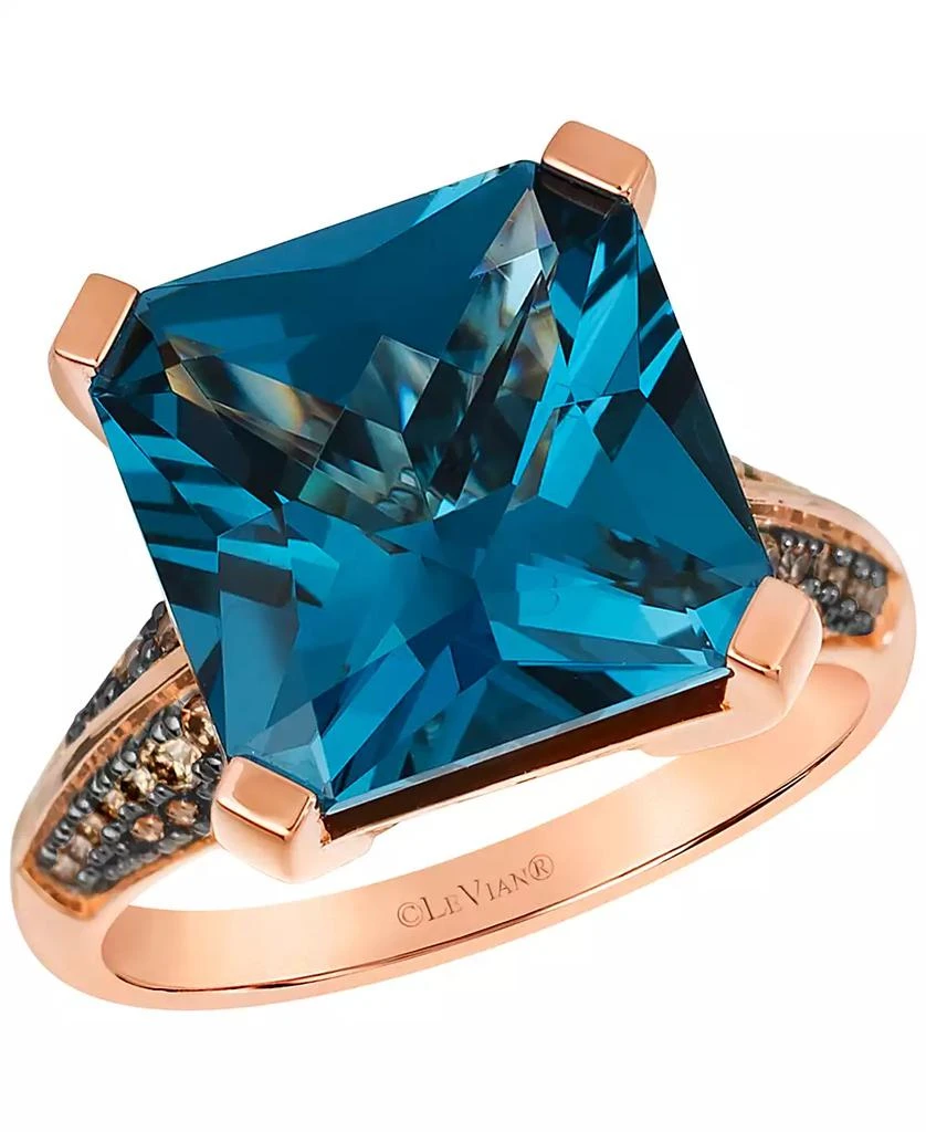 Le Vian London Blue Topaz (7-19/20 ct. t.w.) 
Chocolate Diamond ( 3/10 ct. t.w.) Ring in 14k Strawberry Gold