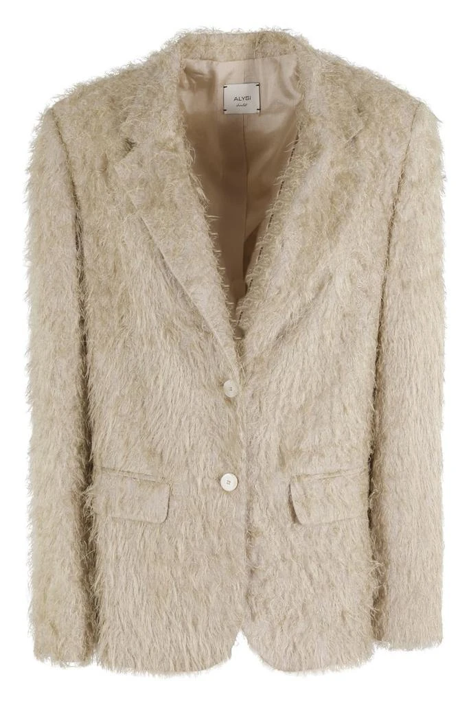ALYSI Fringe Textured Single-Breasted Blazer