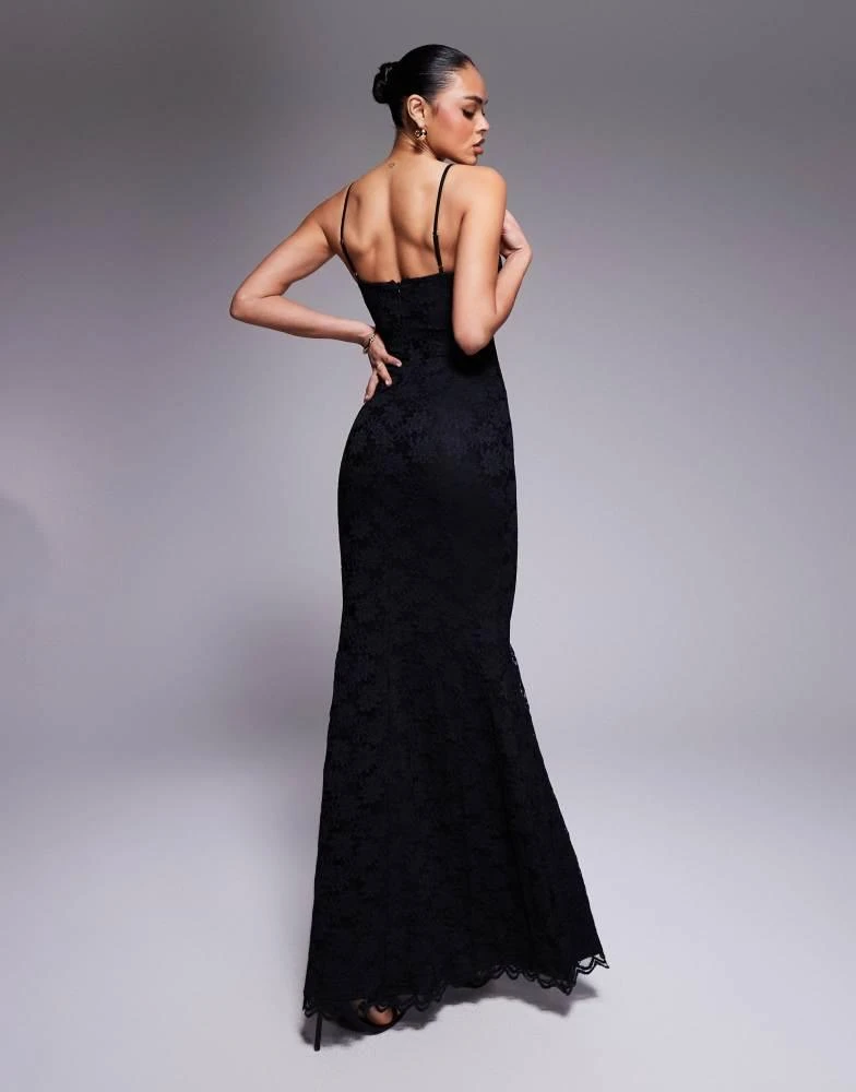 chinese dress ladies Adelpha Tulle Hem Fishtail Gown in Black
