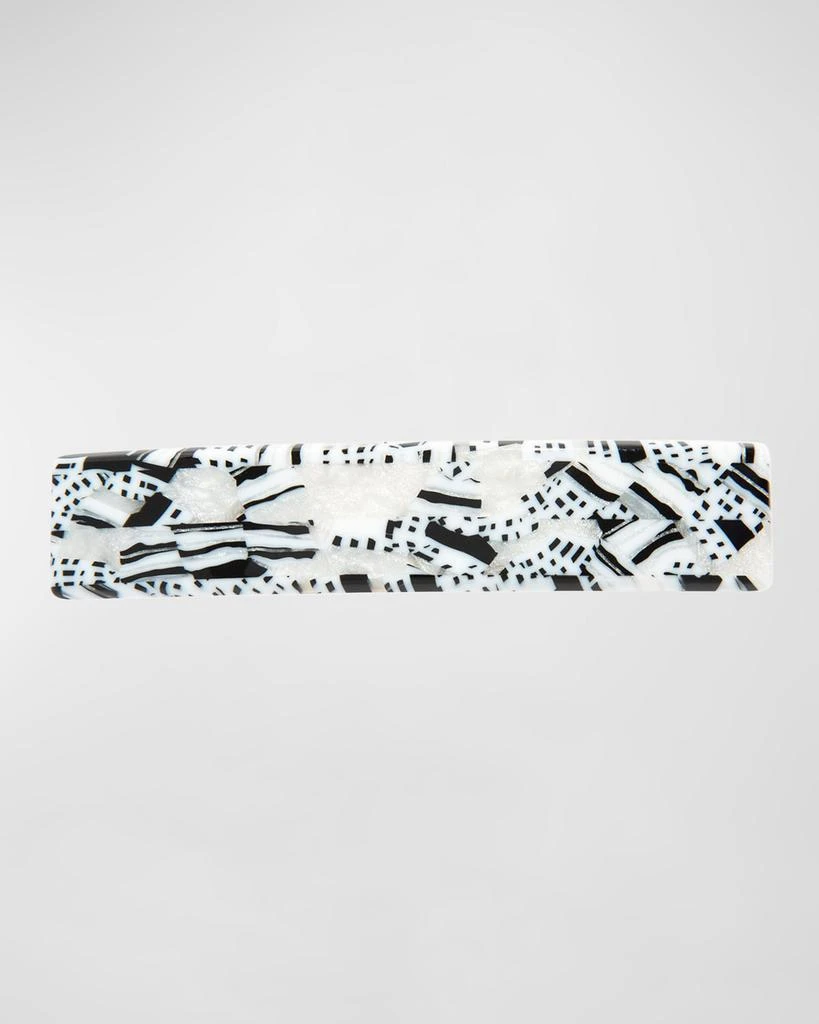 France Luxe Black 
White Classic Rectangle Barrette
