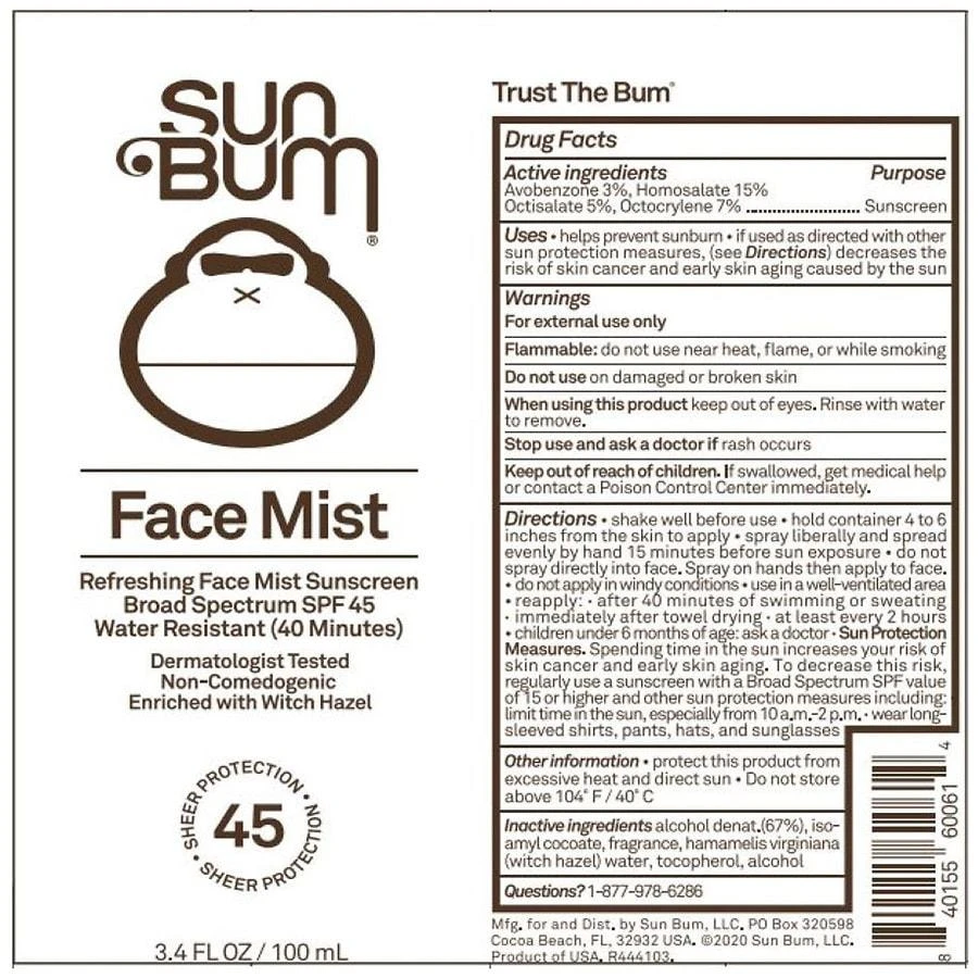 Sun Bum Sunscreen Face Mist SPF45 3