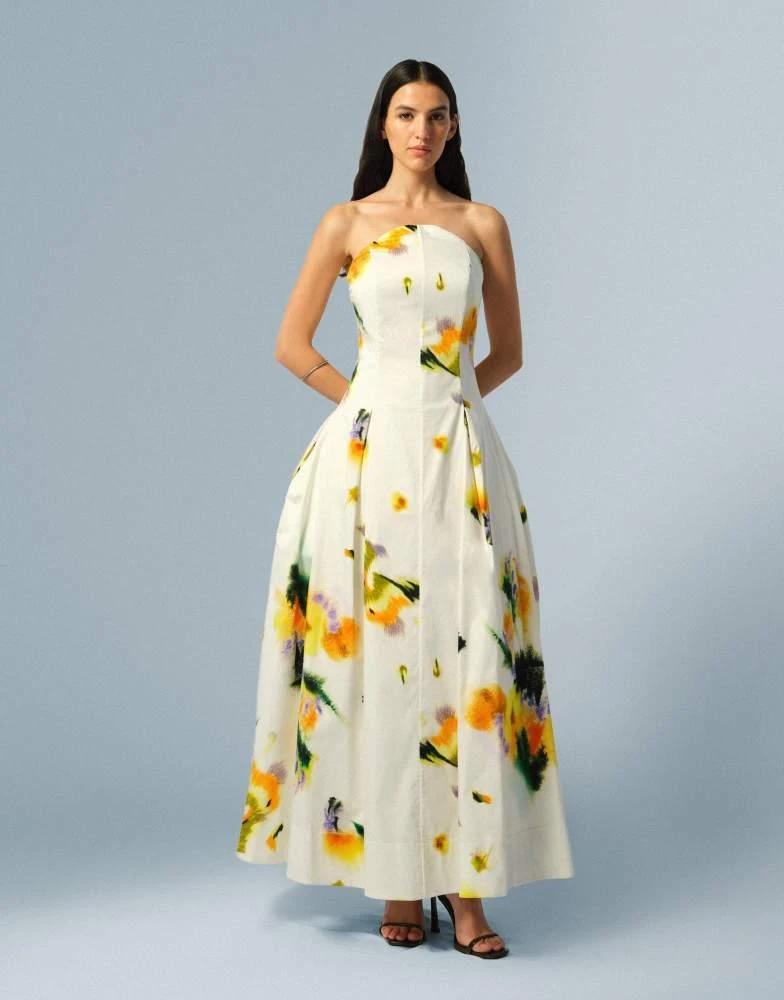 ARRANGE ARRANGE structured bandeau maxi dress in blurred floral print -  Dresses & Skirts - Free Shipping - BeyondStyle