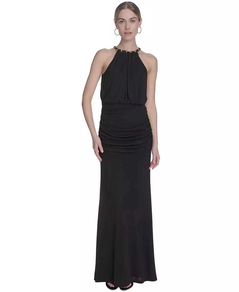 satin charmeuse halter cocktail dress Lara