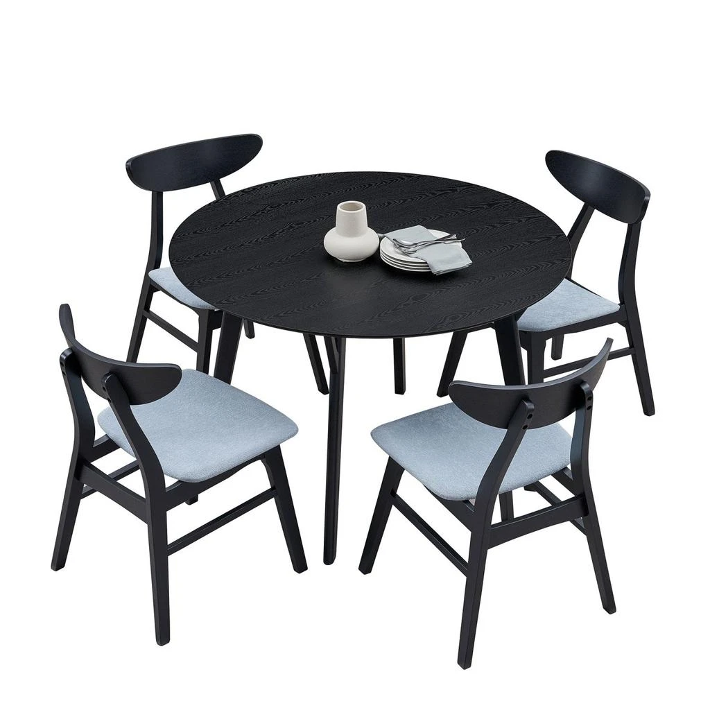 Streamdale Furniture Streamdale Black Round Kitchen Table 
4 Fabric Chairs 2