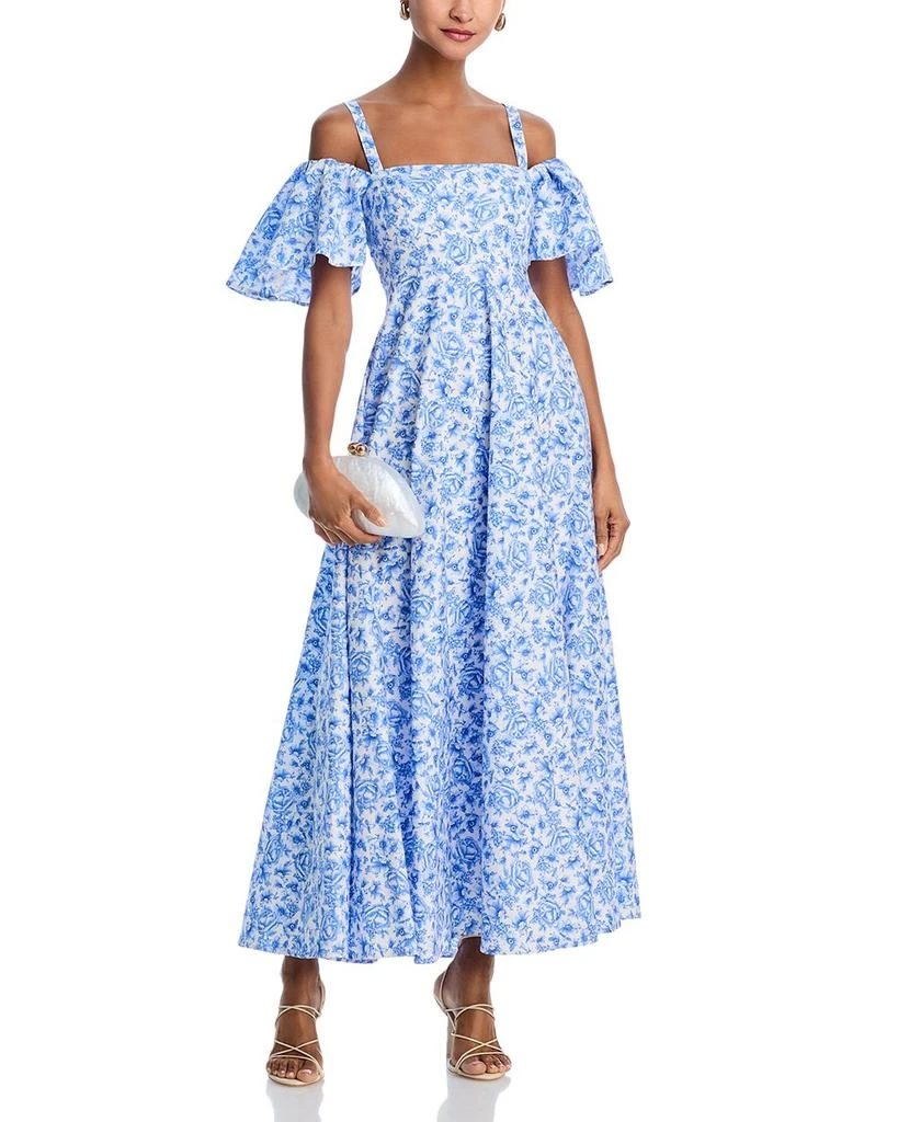 AQUA Off-the-Shoulder Cotton Maxi Dress - Exclusive 3
