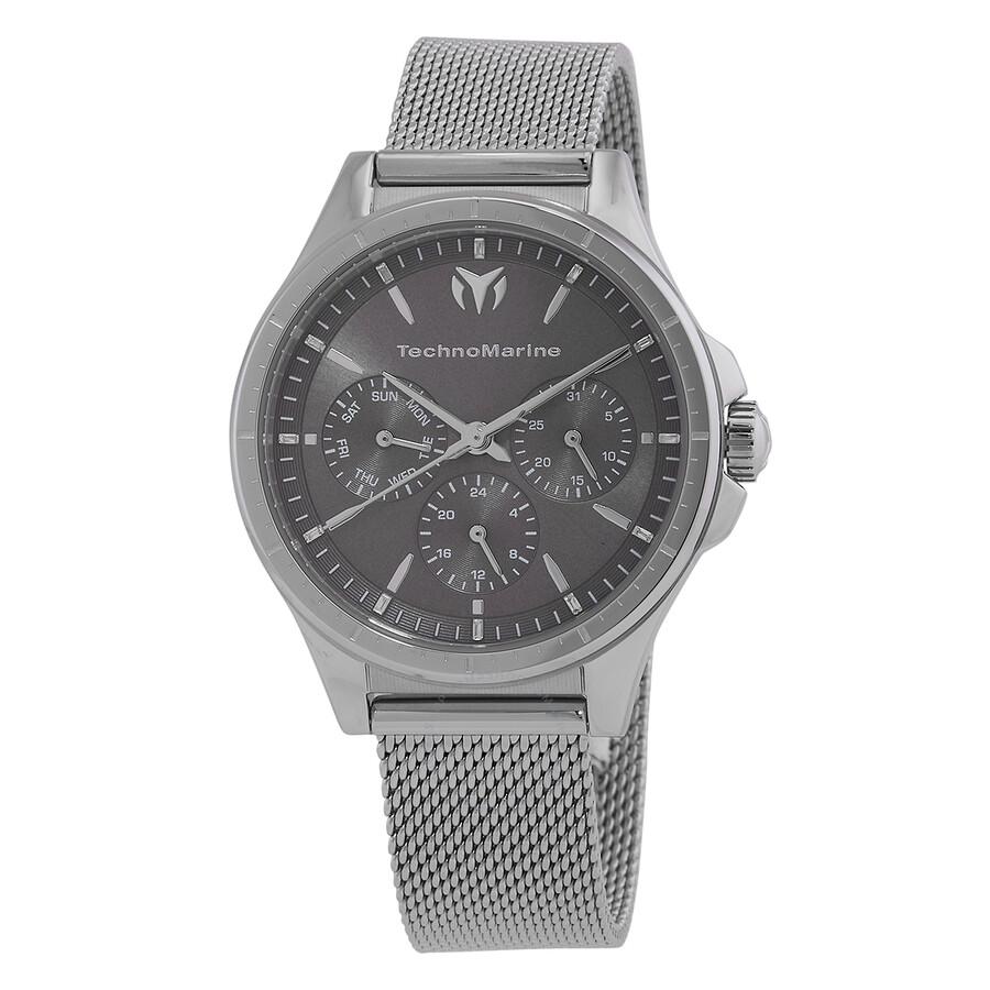 TechnoMarine MoonSun Date-Day Quartz Charcoal Dial Ladies Watch TM-822048