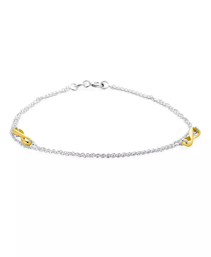 Bling Jewelry 2 in 1 Set Double Chain Two Tone Infinity Love Knot Anklet Ankle Bracelet Sterling Silver 9 Inch 4