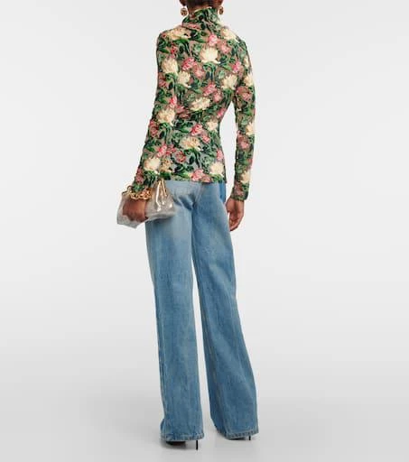 Rabanne Floral crepe turtleneck top 3