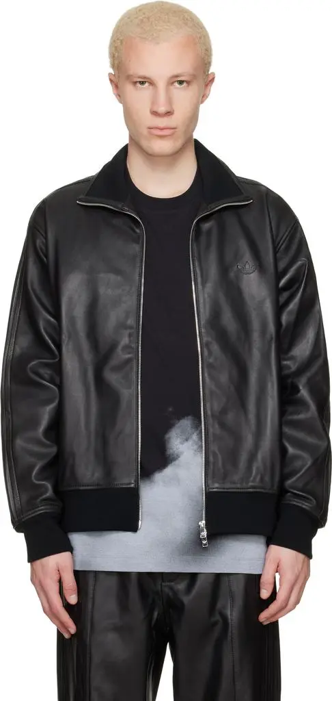 Adidas Black A-Type Firebird TT Leather Jacket