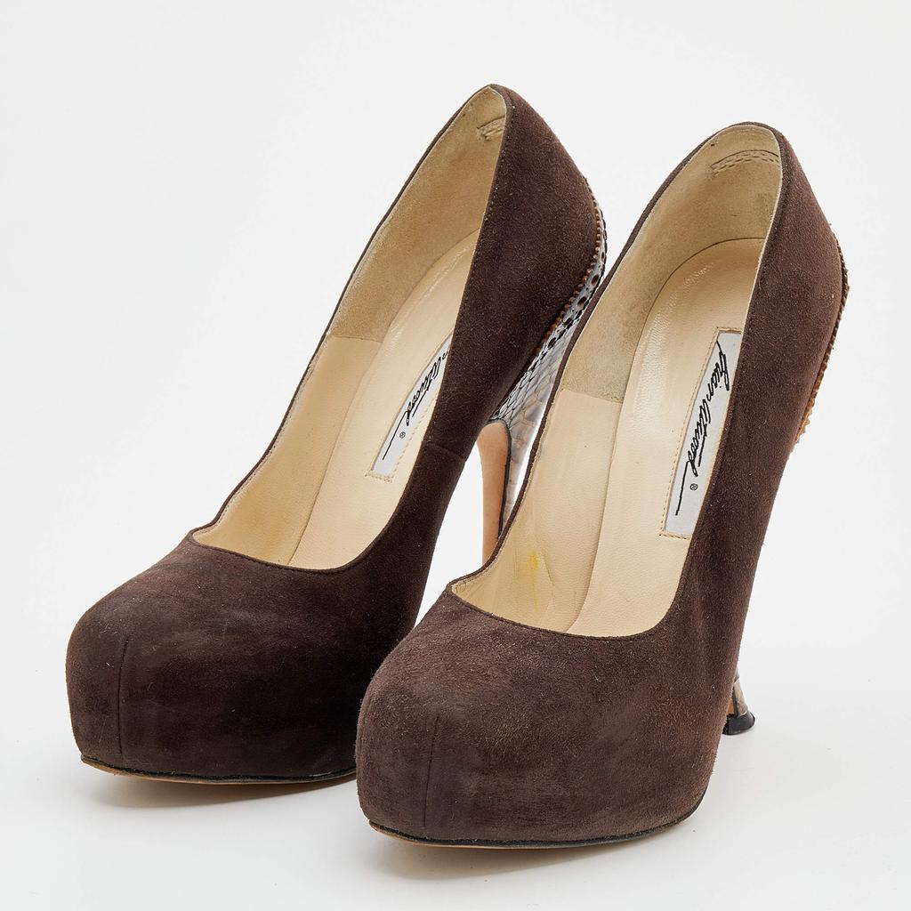 Brian Atwood Brian Atwood Brown Suede Platform Pumps 38