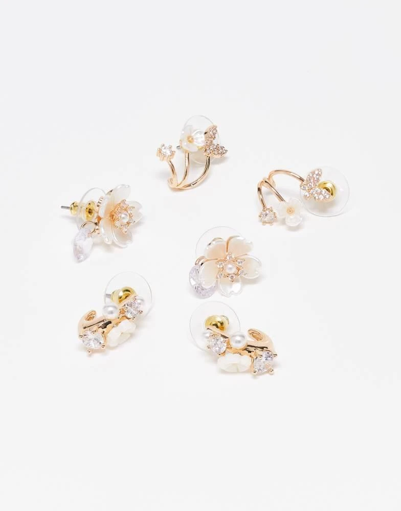 ALDO ALDO arluna 3 pack floral earrings in gold 2