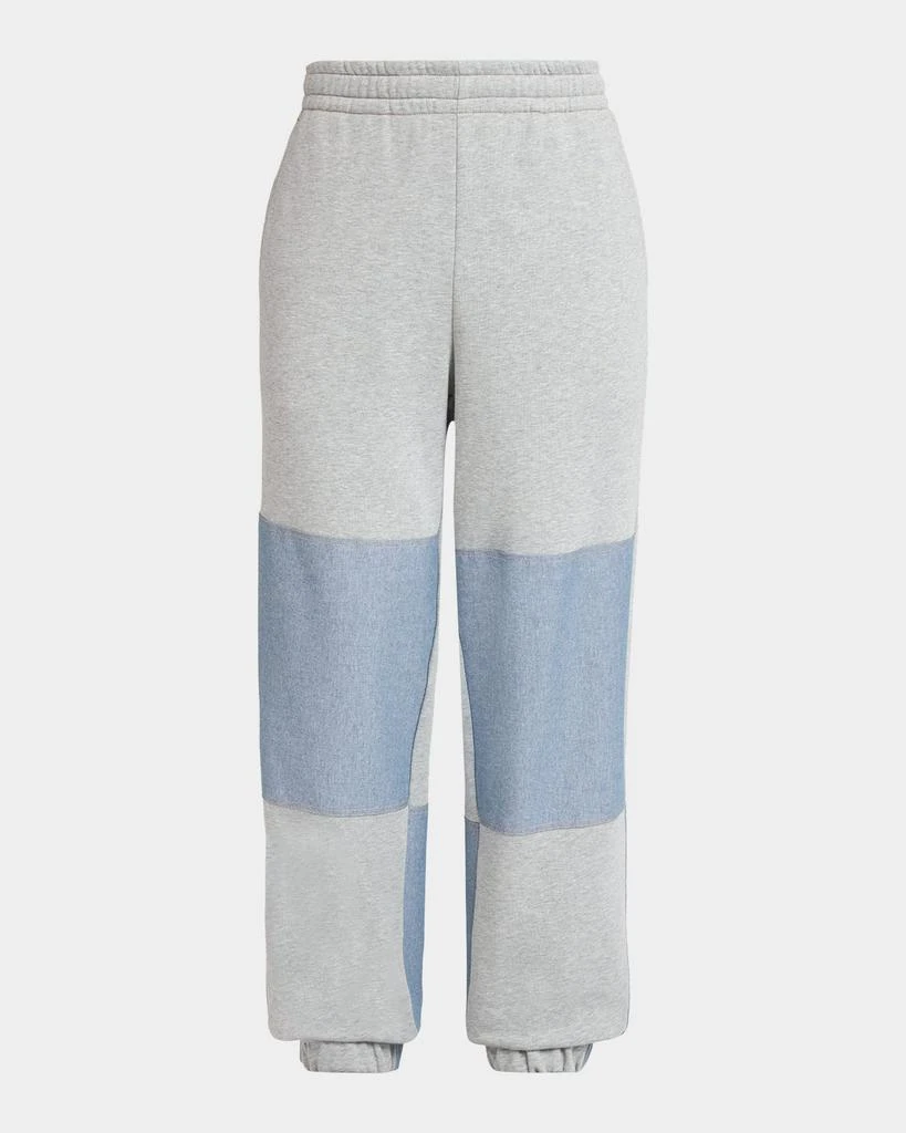 Moncler Men
s Color Block Cotton Denim Sweatpants