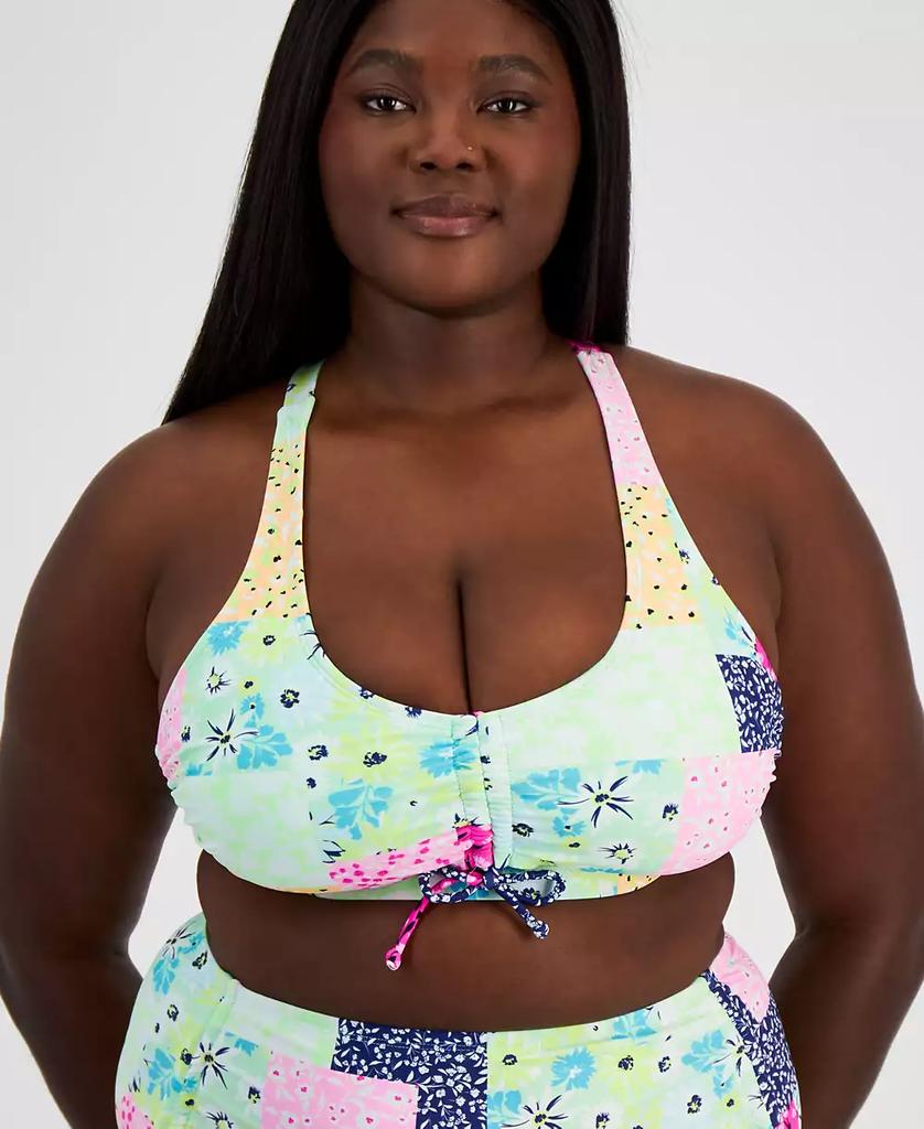 California Waves Salt + Cove Plus Size Patchwork Bikini Top, Created for Macy's