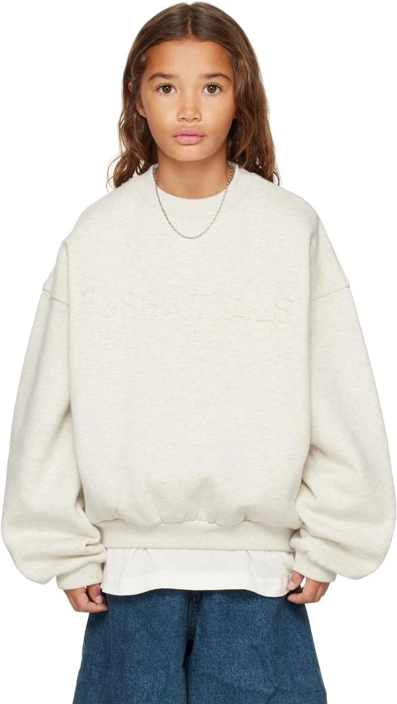 Essentials Kids Gray Holiday Embossed Classic Crewneck Sweatshirt