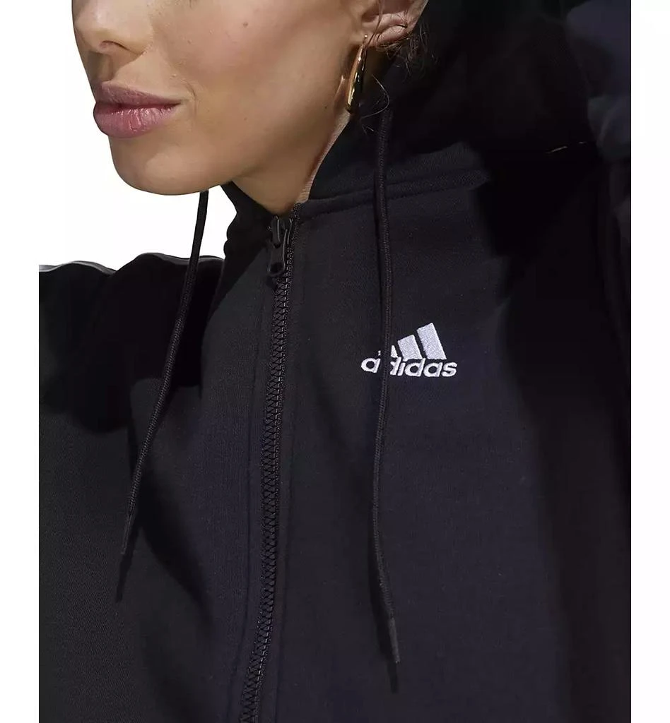 Adidas Women's 3-Stripe Cotton Fleece Full-Zip Hoodie Sweatshirt 4